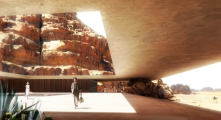 Illustration for article titled This Desert Resort Would Literally Be Carved Into the Side of a Mountain